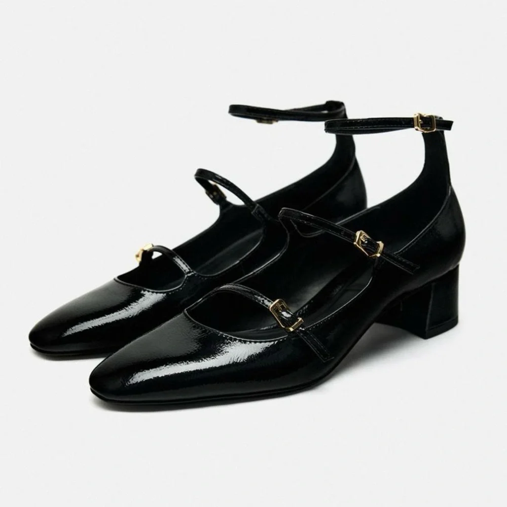 Zara black patent strappy maryjane heels - Picture 3 of 15